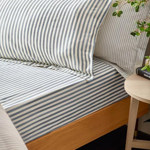 Yard Hebden Spannbetttuch, gestreift, 100% Baumwolle