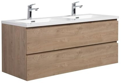 Badezimmer Badmöbel-Set Angela 120cm - Kastanien Eiche - Unterschrank Schrank Waschbecken Waschtisch