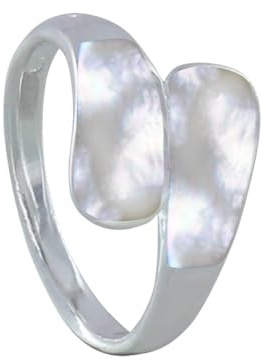 LES POULETTES BIJOUX - Sterling Silber 925 Ring Du und Ich Perlmutt Tropfen - taille 52 (16.6)