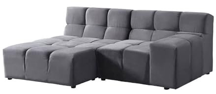 Home Deluxe Modulares Sofa Orlena - L Links Anthrazit |Ecksofa, Samtstoff, Samtsofa, Modulsofa