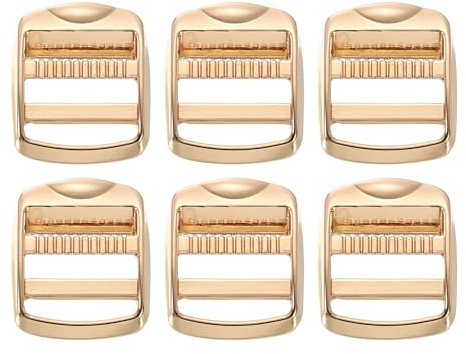 SUIKIHUM 6 Pack Metal Ladder Lock Buckle, 1 1/4 Tri-Glide Slider Buckle Adjustable, Strap Buckles Zinc Alloy for Backpack, Gold