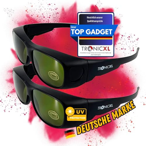 TronicXL Lot de 2 lunettes de protection UV LED à spectre complet pour la culture des plantes, serres, hydroponiques, contre éclairage infrarouge et UV, protection optique des yeux