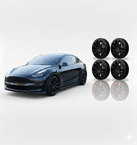 Ayaltes TESPX Tesla Model Y Induction 20 Felgenschutz – Klebstofffreie Ultra-Fest Klemmpassung, CNC-Präzisionsschnitt, PPF Inklusive, 4er Set (4 Räder) Komplettsatz – Schwarz