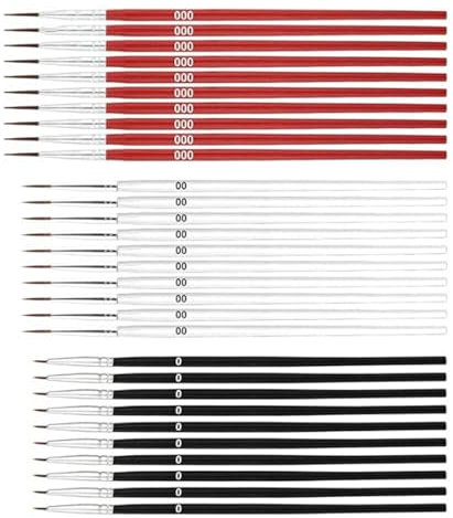 Lot de 30 pinceaux fins de 3 tailles #0#00#00#000 en nylon pour peinture à cheveux, petits détails, fournitures de dessin
