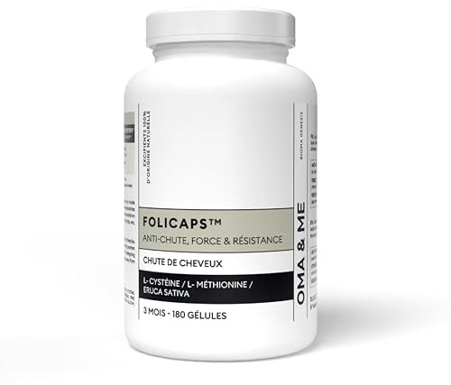 OMA & ME Complément Cheveux Folicaps™ – Anti-Chute Naturel, Croissance Rapide, Volume & Vitalité – Biotine, Zinc, Prêle – Fabriqué en France, Cure 3 Mois
