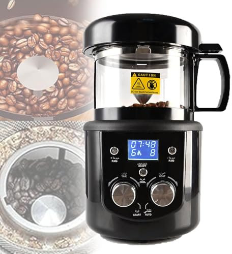 YAVTNUIO 1400W Coffee Bean Roaster Machine, Automatic Coffee Bean Roaster with LED Display, Adjustable Time and Firepower, Electric Hot Air Coffee Roaster Machine for Home Baking