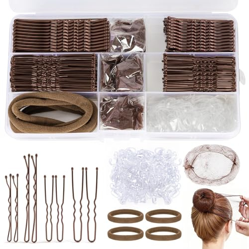 HONZUEN Forcine per Capelli e Chignon Kit 385 Pezzi Marrone