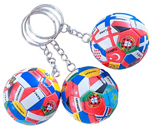 FUNOMOCYA 3pcs International Flags Soccer Keychains Football Party Favors for Boys Team Flag Memorabilia Backpack Bag Decorations
