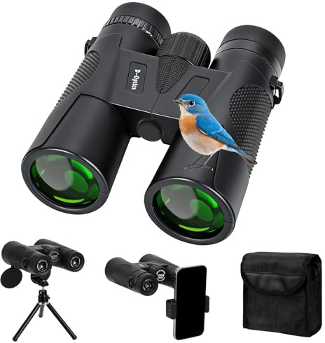 Kujizpu 12x42 Binocolo Professionali, Potente Binocolo con Prisma BaK-4 e Lente FMC, Impermeabile Binoculars, con Adattatore per Treppiede e Adattatore Telefonico, per Osservare gli Uccelli