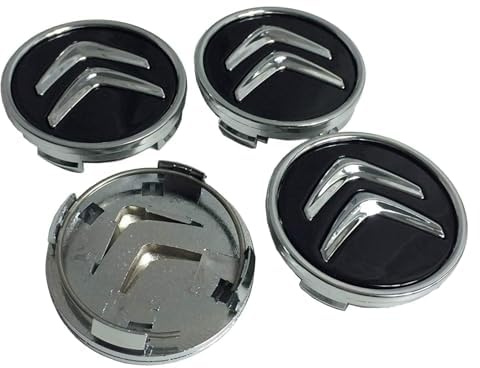 QIANGFAFA 4 Pièces Cache Moyeu pour Citr-oen DS3 DS4 DS5 DS6 DS7 C1 C2 C3 C4 C5 C6 C8 60mm, Capuchon Enjoliveur Centre Roue Couvercle de Moyeux Cache de Roue Centrale Décoration Bouchon Jante
