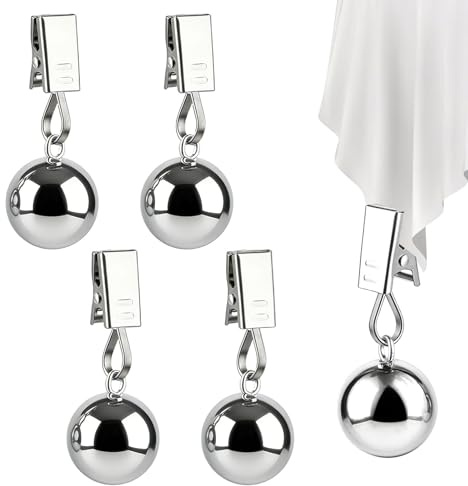 Tischdeckenbeschwerer für Draußen, Gewicht Tischdecke Outdoor 45g, 4 Stück | Stabil Und Wasserfest Metall-Kohlenstoffstahl,Starke Klemmkraft, Gewichte für tischdecke vor wind