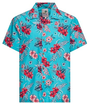 King Kerosin Herren Hemd Alloverprint Printhemd Hawaiian Shirt Kurzarm Hawaiihemd Kurzarm-Hemd Tropical