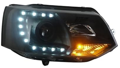 Autozubehör Kompatibel for VW T5 Multivan Scheinwerfer 2010-2016 Scheinwerfer DRL Objektiv Doppel Strahl Bi-Xenon(4300K Yellow,55W)
