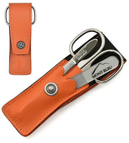 GÖSOL 3-Piece Manicure Set with Mont Bleu crystal nail file, in Leather Case | made in Germany