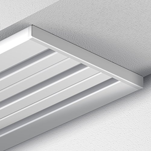 Garduna 240cm Vorhangschiene Gardinenschiene | Aluminium | weiss | glatte glänzende Oberfläche | 4-läufig oder 3-läufig | Flächenvorhangschiene | Wendeschiene