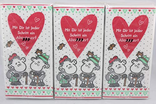 Sheepworld - 43848 - Taschentücher, 6 Pakete a 10 Stück, Mit Dir ist jeder Schritt ein Abenteuer