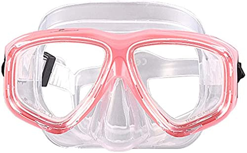 WOWDECOR Tauchmaske für Erwachsene und Kinder mit Kurzsichtigkeit Kurzsichtig, Schnorchelmaske Taucherbrille Dioptrin Dioptrien Korrektur, Pink und transparent (-9,0)