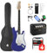 Donner 39 Inch Electric Guitar Beginner Kit Full Size Purple Sapphire Blue HSS Pick Up Starter Package with Amp Online Lesson Bag Tuner Capo Strap String Cable Picks DST-100L