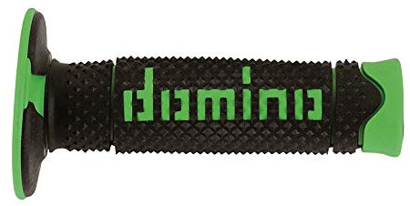 Domino Griffe-Paar aus Gummi zweifarbig schwarz/grün DSH (Domino Soft Hand) für Motorrad Off Road Cross / Enduro Länge: 120 mm Zubehör: 97.5595.04-00.