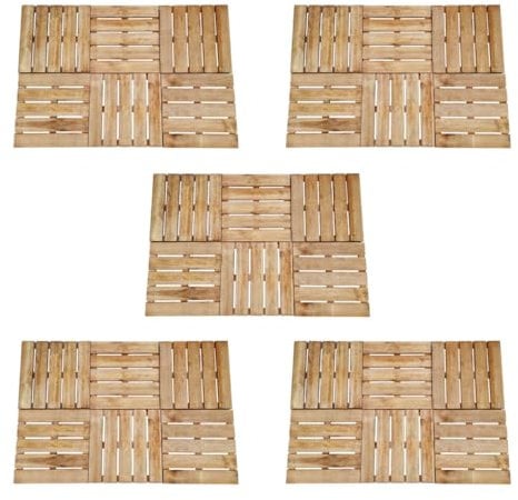 vidaXL 30x Legno di Pino Impregnato Marrone Piastrelle per Decking a Incastro Listoni Pavimentazione Pannelli Pavimento Esterni 50x50 cm