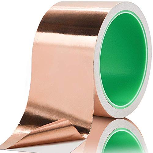 Amradield Tape Conduttivo, per Schermatura Elettromagnetica e Chitarra, Artigianato, Riparazioni Elettriche, Messa a Terra, Rame, 5.1 cm x 11 m