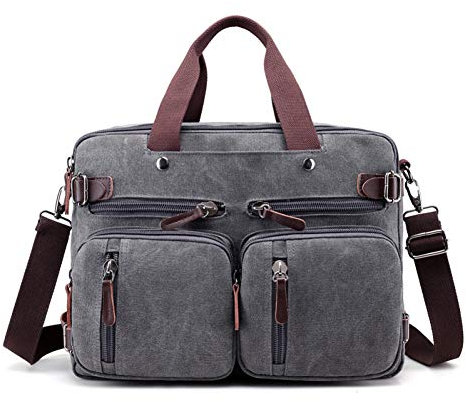 LANTIAN Laptop Bag Canvas 17 Laptop Backpack Male Shoulder Laptop Bag 14 15 15.6 17.3 Inch Female Stylish Large 3 in 1 Notebook Bag Black Gray