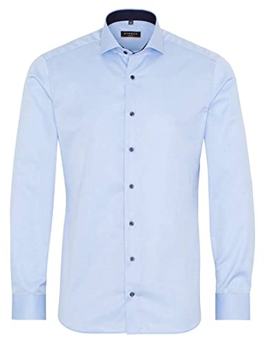 Eterna Herren-Langarmhemd, schmale Passform, Twill, Hellblau, Uni, Größe 44