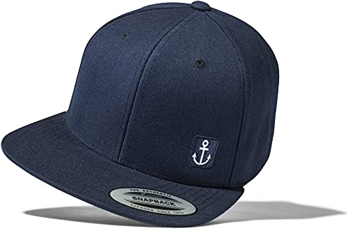 (A) Cap Flexfit Snapback : Kleiner Anker - Kappe Herren & Damen Schwarz Kapitänsmütze (One Size)