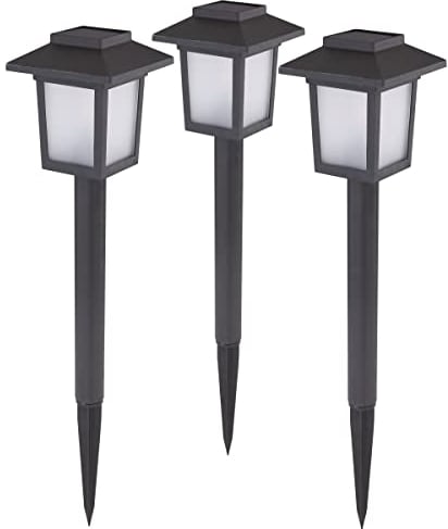3x LED Solar Steck Leuchten Garten Weg Retro Feuereffekt Außen Laternen schwarz Globo 33577-3