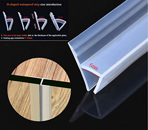 3M 120 Inch Glass Shower Door Seal Strip, Silicone Rubber, Transparent, 6mm, H-Type, Weatherproof, Flexible, Anti-Aging, for Frameless Sliding Shower Door