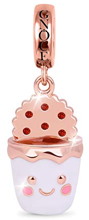 GNOCE Keks Einweichen Milch Charm Anhänger Rose Gold vergoldet aus 925 Sterling Silber Cookie Sandwich Food Charms Fit Armband/Halskette für Frauen Mädchen (Keks einweichen Milch)