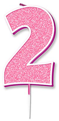 Oaktree Glitter No.2 Candle 7.5cm Pink/Silver Glitter