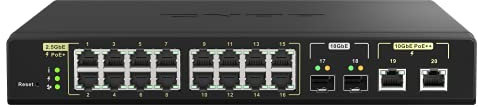 QNAP QSW-M2116P-2T2S commutateur réseau Géré L2 Connexion Ethernet, supportant l'alimentation Via ce Port (PoE) Noir