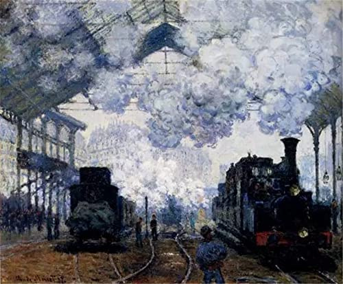 GWYDYB Claude Monets berühmte Gemälde - Bahnhof Saint-Lazare - DIY 5D Diamond Art Painting Kits Kreuzstich Stickerei Dekoration Geschenke 30×40cm