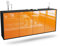 Kommode Sideboard hängend - Recklinghausen - Korpus anthrazit matt - Front Hochglanz Design Orange- (180x77x35cm) - Push to Open Technik & hochwertigen Leichtlaufschienen - Made in Germany