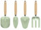 SJDWDX Mini-Gartenwerkzeug-Set, bunt, rostfrei, Eisen- und Buchenholz, Schaufel, Rechen, Handkelle für Garten, Pflanzen, Pflanzen, 4 Stück