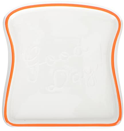 Cabilock Ceramic Fruit Plate Ceramic Salad Serving Plates Toast Bread Shaped Cupcake Salad Plates Porcelain Dinner Butter Baker Plates Dish Holder Tray Orange