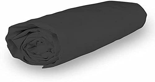 Soleil d'Ocre Vermerkt Spannbettlaken, Baumwolle, Anthrazit, 180 x 200 cm