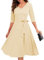 Bbonlinedress Robe Femme Chic et Elegant Hiver Mi Longue pour Cocktail Soirée Bal Cérémonie Fête Mariage Pin Up Manches Longues avec Ceinture Champagne 2XL
