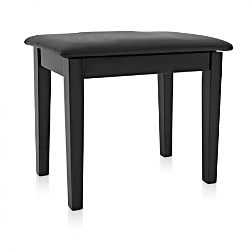 gear4music Piano Stool with Storage, Gloss Black