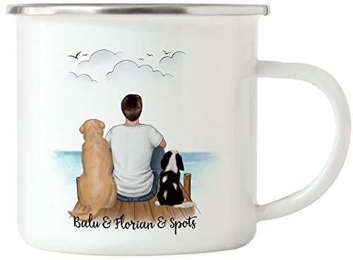 Kiddle-Design Hundepapa Emaille Tasse Personalisiert Hundebesitzer Geschenk Hundeliebhaber Hunde Dog Dad Hundefan Hundemotiv Haustier