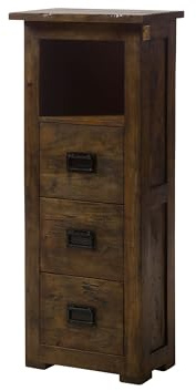 MASSIVMOEBEL24.DE Kommode Mango braun lackiert Railway #481 | 50x30x120 cm (BxTxH) 25 kg Industrial montiert vollmassiv