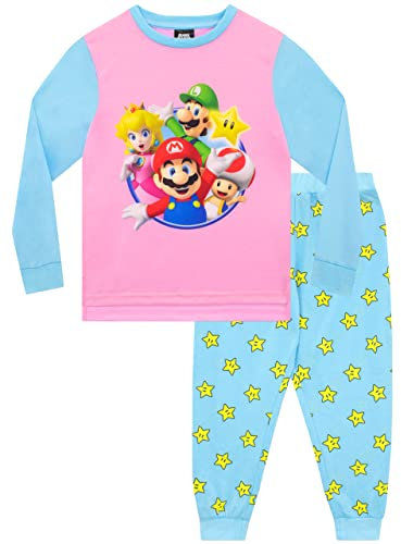 SUPER MARIO Pigiama per Ragazze Gioco Abbigliamento da Notte per Bambini Multicolore 3-4 Anni