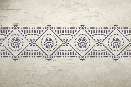 Wandschablone Motiv 10534, Ornament Bordüre, wiederverwendbar aus Kunststoff, historisches Motiv