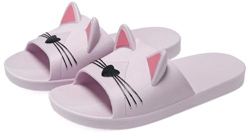 Vunavueya Femmes Pantoufles Maison Hommes Tongs Chaussons d'été Chaussures de Bain Dames Sandales de Piscine Plage New Violet 37/38 EU(38-39CN)