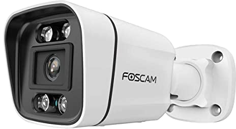 Foscam V5EP 5 MP POE Überwachungskamera mit integriertem Scheinwerfer und Einer Alarmsirene, Erkennung von Personen und Fahrzeugen, Nachtsicht, Zwei-Wege-Audio, P2P-Funktion, IP66 Wasserfest