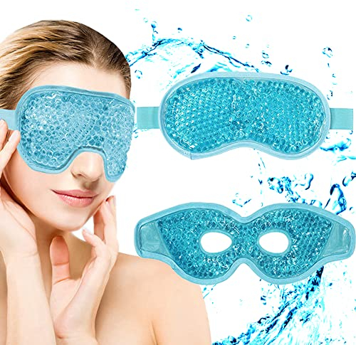 Lucktao 2 Stück Augenmaske Kühlend,Kühlbrille,Gel kühlmaske Augen,Kühlbrille Wiederverwendbare,Cooling Eye Mask,für Migräne,Heiße Kältetherapie,Trockene, Geschwollene Augen(Blau).