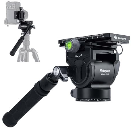 Fotopro Panoramic Fluid Head Drag Pan Head For Video Camera Tripod with QR Plate, for Filmming Vlogging livestreaming Videography (MH-6A Pro)