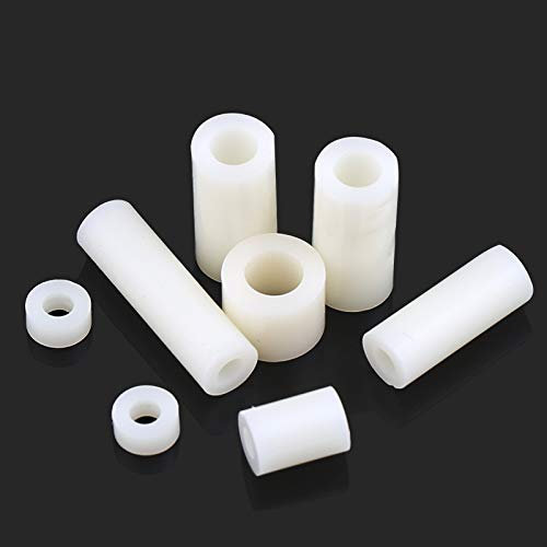 Nylon-Säule, M3, M4, M5, M6, M8, weißes Nylon, ABS, ohne Gewinde, Abstandshalter, rund, hohl, Abstandsscheibe, Innendurchmesser 3 mm, 4 mm, 5 mm, 6 mm, Leiterplatten-Schraubbolzen, 100 Stück ( Size :