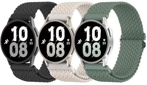 Delidigi 20mm Nylon Geflochtenes Armband Kompatibel Mit Samsung Galaxy Watch 7/6/5/4/FE 40mm 44mm, 6 Classic 43mm 47mm, 5 Pro 45mm, 4 Classic 42mm 46mm, 3 41mm, Active 2, Gear Sport